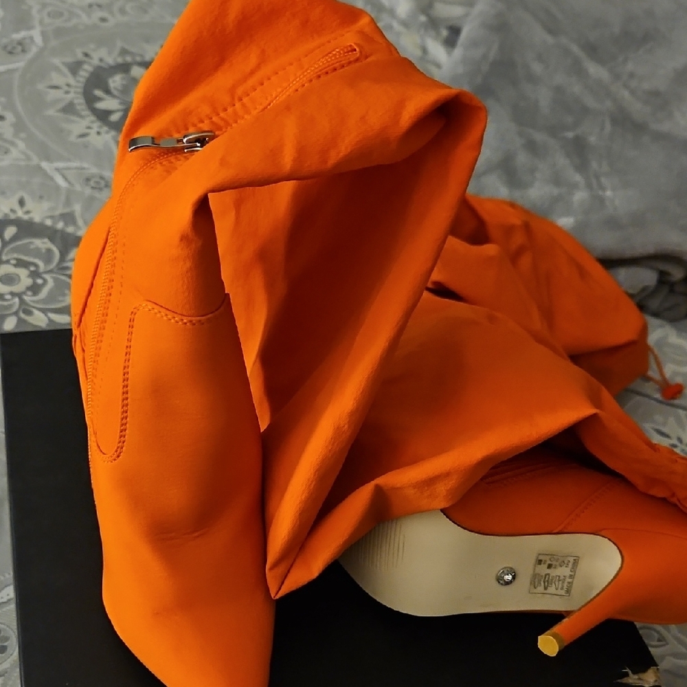 Bright Orange Heeled Boots